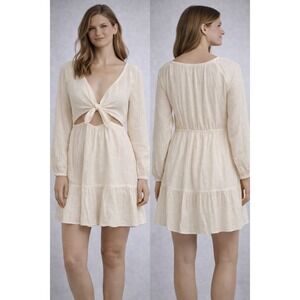 L*Space Cut-Out Mini Dress Womens XL Cream Boho Coastal Summer Beach LSPACE